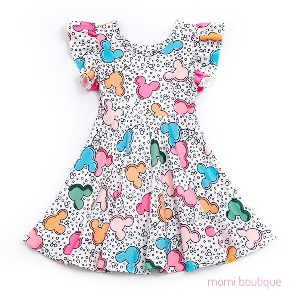 Disney Mickey Mouse head balloons dress NWT girls Disney outfit Sz 2 3 4 5 6 7 8
